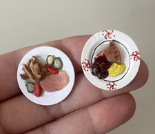 Dolls House Kitchen Accessories Miniatures Plates Meal Food Please See Photos