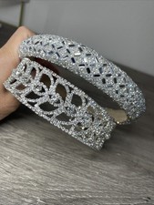 Set of 2 Luxury Rhinestone Hair Accessories - Padded Crystal  Elegant Tiara