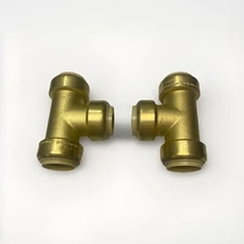 SUNGATOR 1-Inch Push Fit PEX Tee, No Lead Brass Plumbing Pipe Connector
