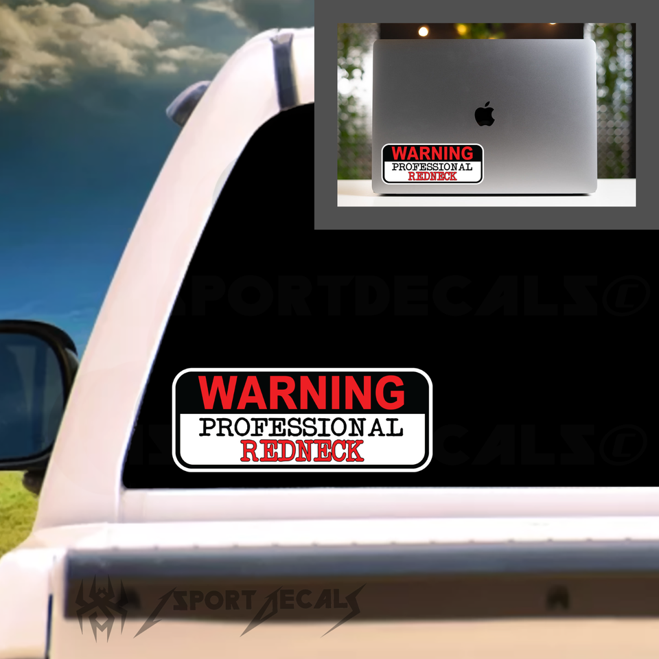 Redneck Rippers Stickers Warning Professional REDNECK Humor Funny Car Truck VINYL DECAL STICKER ...