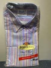NIP Vintage Marlo Dress Shirt Mens M Purple Pink Long Sleeve Permanent Press 80s