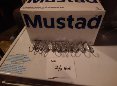 10 TOG BLACKFISH JIGS Unpainted 5/0 2X STRONG MUSTAD HOOK Tautog Jig Heads T&A