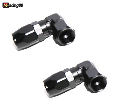 1Pairs Black AN10 90Degree Union Elbow Fitting Swivel Fuel Oil Gas Line Hose End