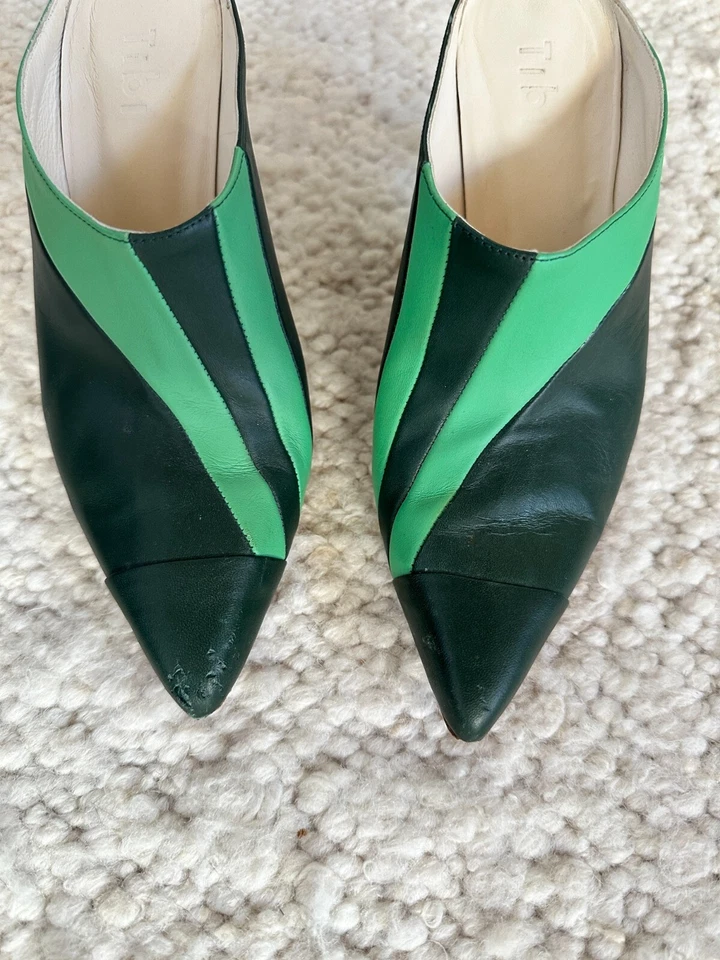 Salto mules de couro verde Tibi Joel tamanho 37 - Imagem 4 de 4