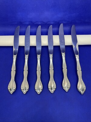 Oneida Community Cantata Stainless Dinner Knives Glossy Flatware Lot Of 6