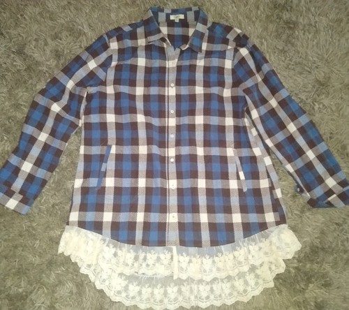 CUTE CUTE CUTE!! HAYDEN Los Angeles Plaid & Lace Ruffle Dress / Top Sz XL