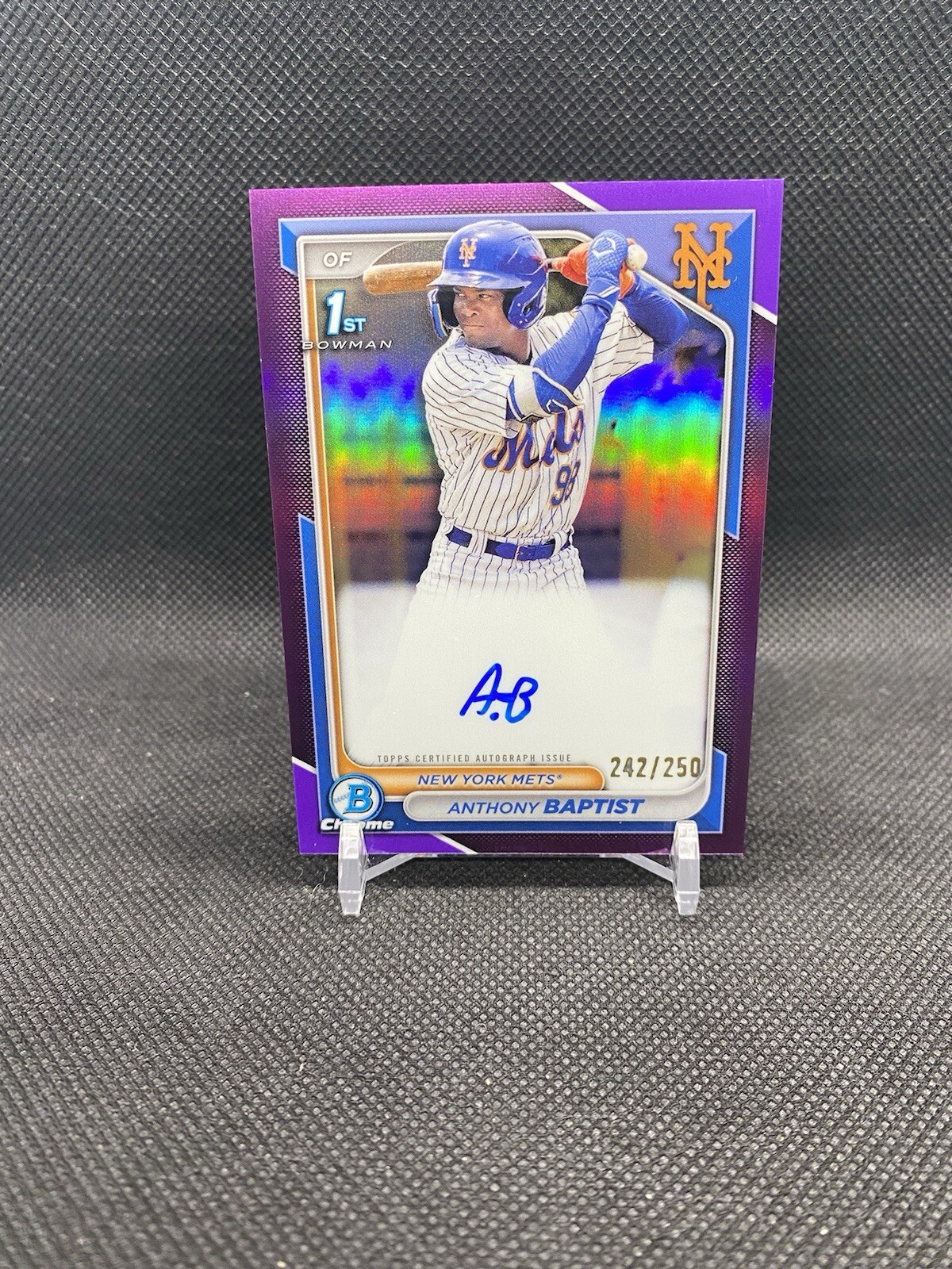2024 Bowman Chrome 1st #CPA-AB Anthony Baptist Purple Refractor Auto /250 Mets
