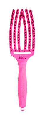 Olivia Garden Fingerbrush ThinkPink NEON Rosa gebogene flache Haarbürste