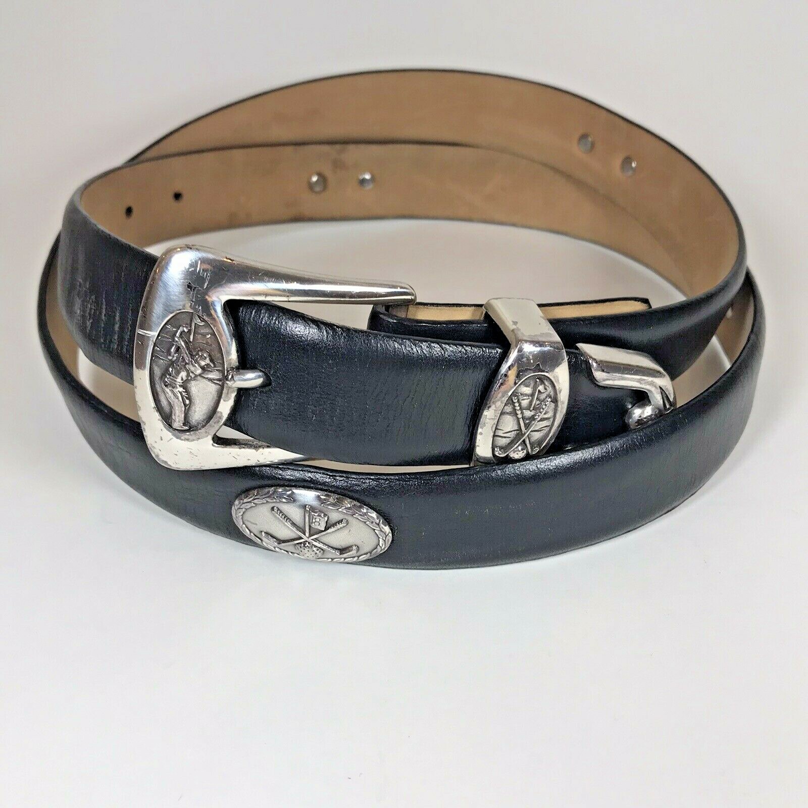 Mens Black Leather Golf Belt Golf Swing Buckle Club M… Gem