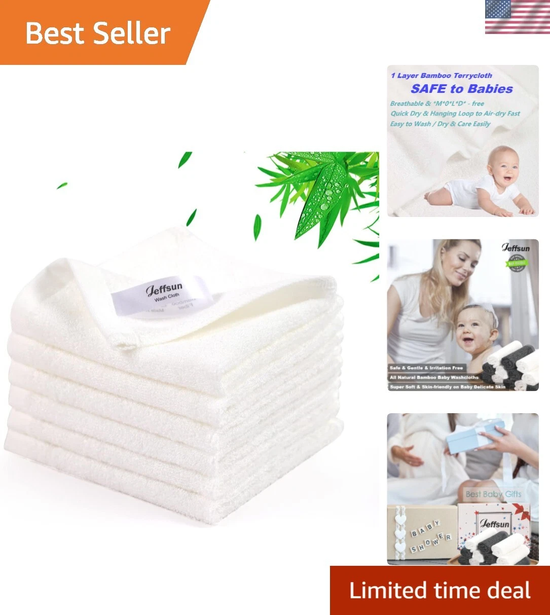 Luxurious Plant-Based Baby Wash Cloths for Gentle Care - Baby Shower Gift Set