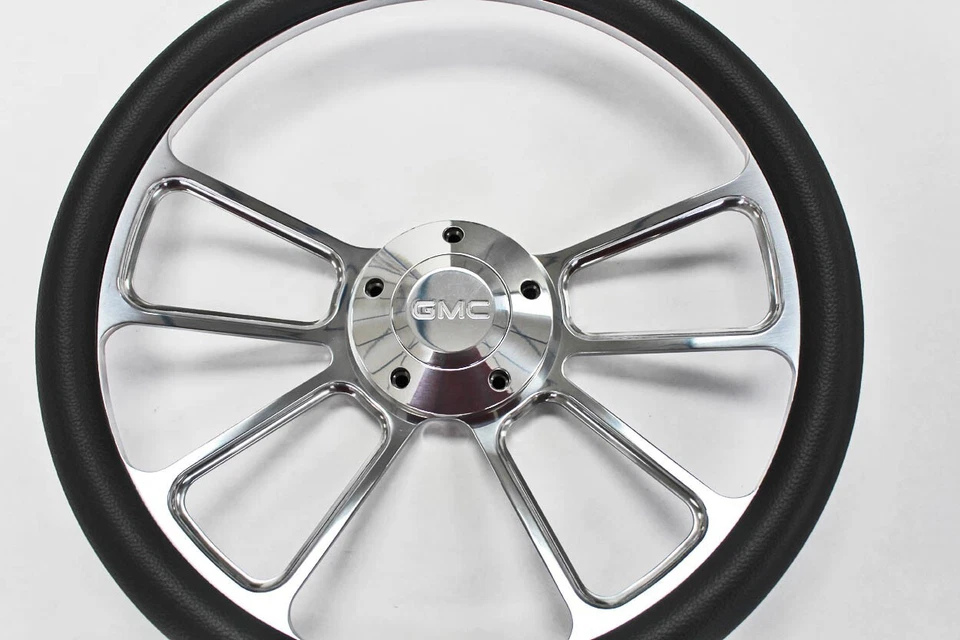 Camión GMC 74-94 C15 C25 C1500 C2500 agarre negro volante billet de 4 radios 14" Foto 4 de 4