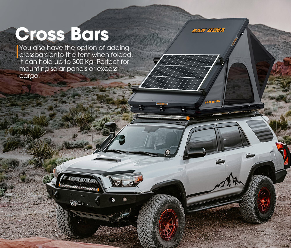 San Hima Kalbarri V2.0 Roof Top Tent Hardshell With Roof Rack + 130W