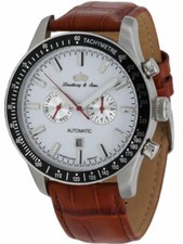 Lindberg & Sons Automatikuhr Fox Tachymeter Datum Herrenuhr Lederuhrband