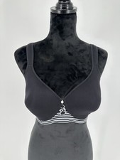 NEW Breezies Women  s 36D Floral Stripe Seamless Wirefree T-Shirt Bra Black Z9