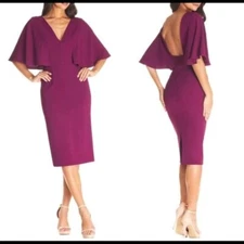 NEW Dress the population loisa dress in dark Magenta Size L #D6463