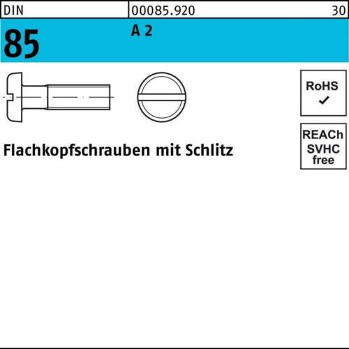 Flachkopfschraube DIN 85/ISO 1580 Schlitz M 3 x 20 A 2 - Afbeelding 1 van 1
