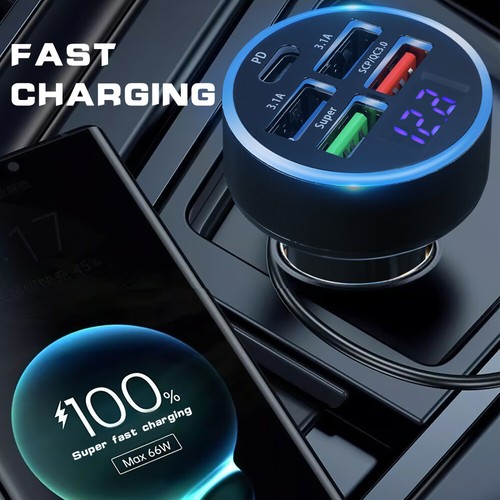 Car Charger Adapter Fast Charging USB C Phone Charger 5 Ports Universal Car - 第 5/11 張圖片