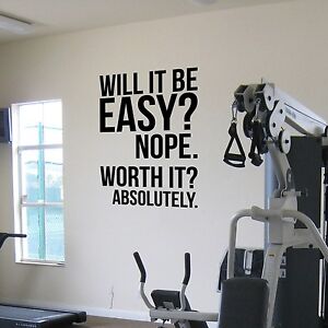 Gym Phrase Wall Decal Fitness Room Decor Motivation Qoute Vinyl Wall Stickers