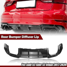 Carbon Fiber Rear Bumper Diffuser Kit Chin 4 Outlet For Audi A3 Sedan 2017-2019