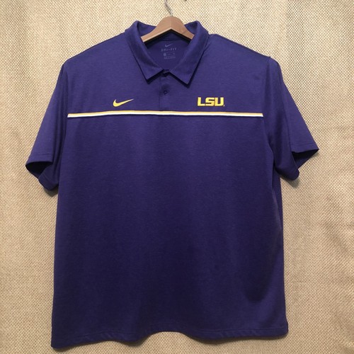 Nike Dri-fit 3XL Purple LSU Tigers Men Polo Shirt Pullover EUC Short Sleeve
