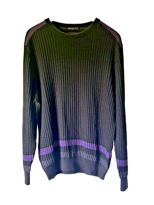 Marcello Sport Men Sz L Lightweight Extra Fine Merino Sweater Pullover Black
