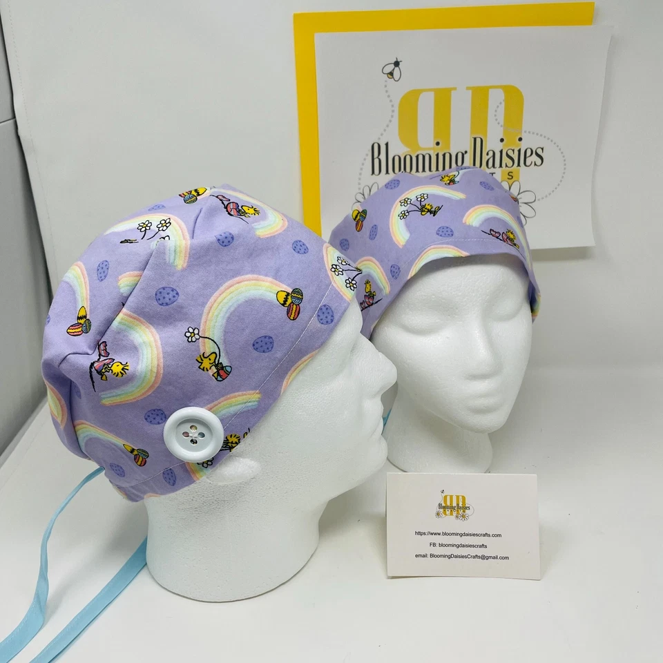 Woodstock Easter Eggs/Rainbow Unisex Skull/Chemo Surgical Scrub Hat/Cap - Изображение 2 из 3