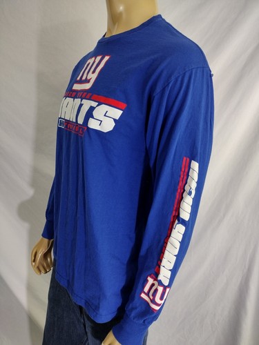 NEW YORK GIANTS Long Sleeve T Shirt Blue Cotton NFL Team Apparel NFC Football L - 第 1/6 張圖片