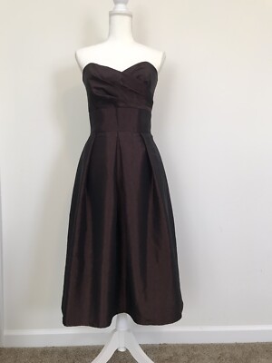 Dessy Creations Expresso Strapless Box Pleat Dress Size 10 NWT