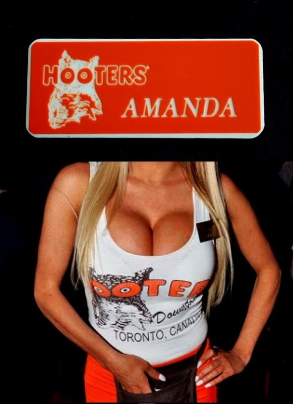 Hooters Uniform Amanda Name Tag Pin Back Dress Up Role Play Costume Accessory
