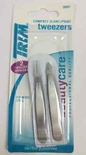 Trim Compact Slant  Point Tweezers Combo Pack Stainless Steel