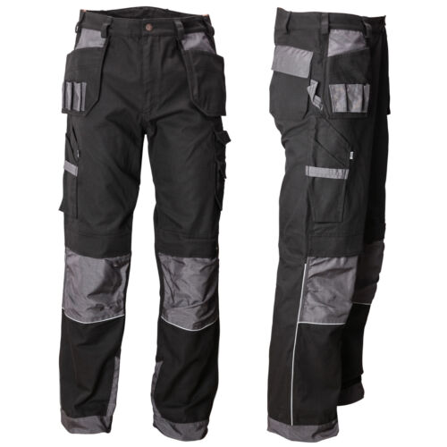 Ag Workwear Hommes Premium Cargo Combat Travail Pantalon Noir et Gris 76.2-112cm - Afbeelding 1 van 4