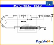 Seilzug, Feststellbremse ATE 24.3727-0554.2 für Fiat Stilo