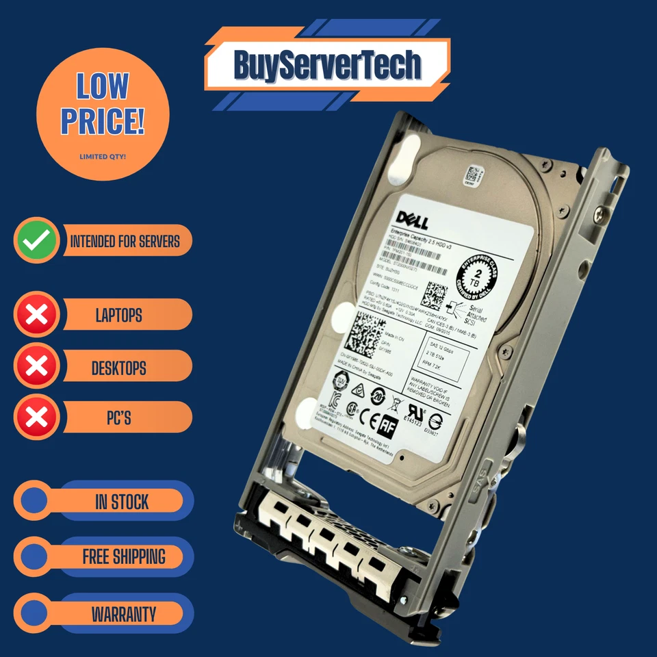 Dell XY986 2TB 7.2K 12Gb/s 2.5" SAS HDD ST2000NX0273 128MB ENT Server Drive Tray - Image 3 of 4