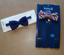 Wembley Men's Bow Tie  Suspenders Blue and Red  Royal Blue Bow Tie Dapper