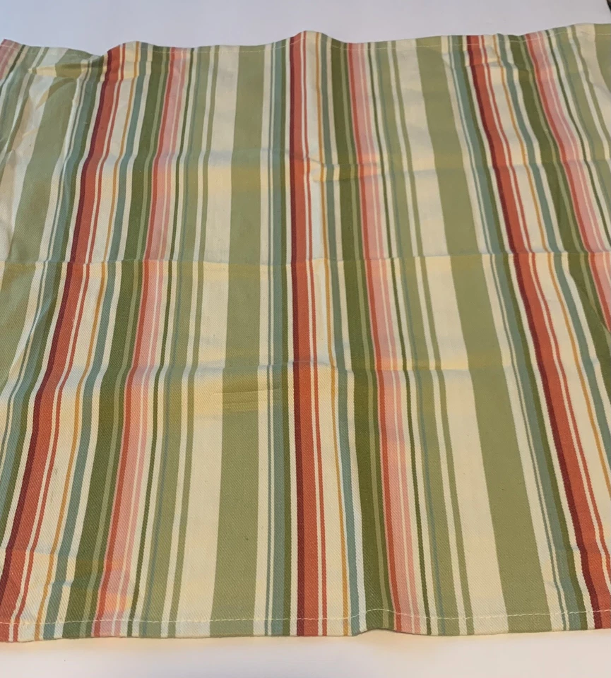 PLACEMATS 4 MATCHING COTTON STRIPE TERRACOTTA GREEN TAN RED 8 1/2” X 9”. - Image 4 of 4