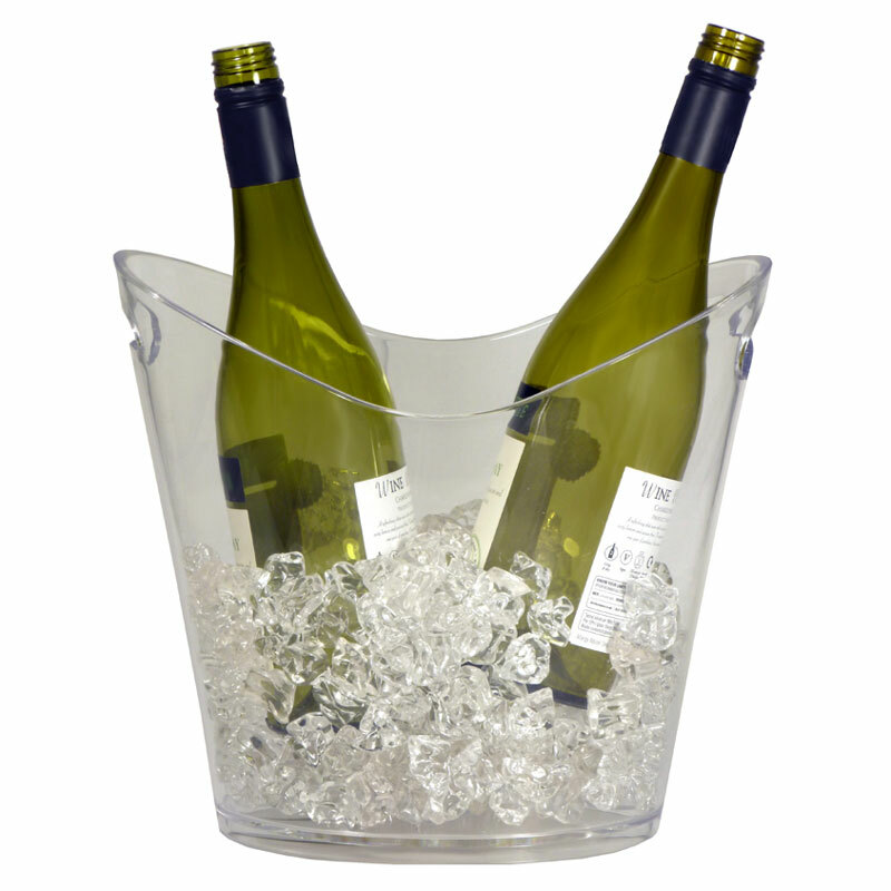 Plastic 2 Bottle Wine & Champagne Cooler / Ice Bucket (Clear)
