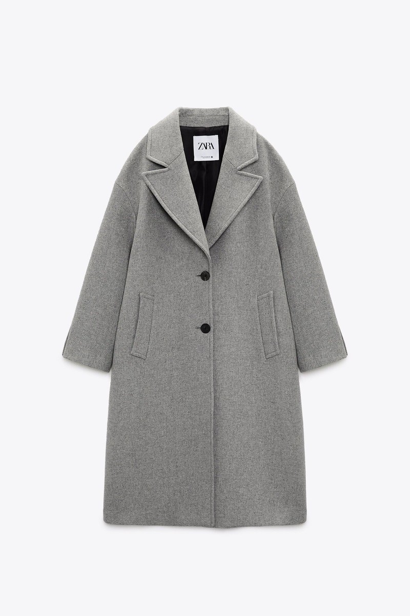 ZARA 使用感ない美品　大きい　2XL位 グレンチェック　伸縮性　オンオフ兼用 WOOL BLEND SHORT COAT ZW COLLECTION - Stone | ZARA United States