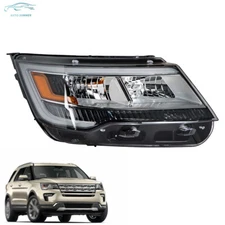 Headlights For 2016-2019 Ford Explorer Right Side Halogen Chrome w/LED DRL Assy