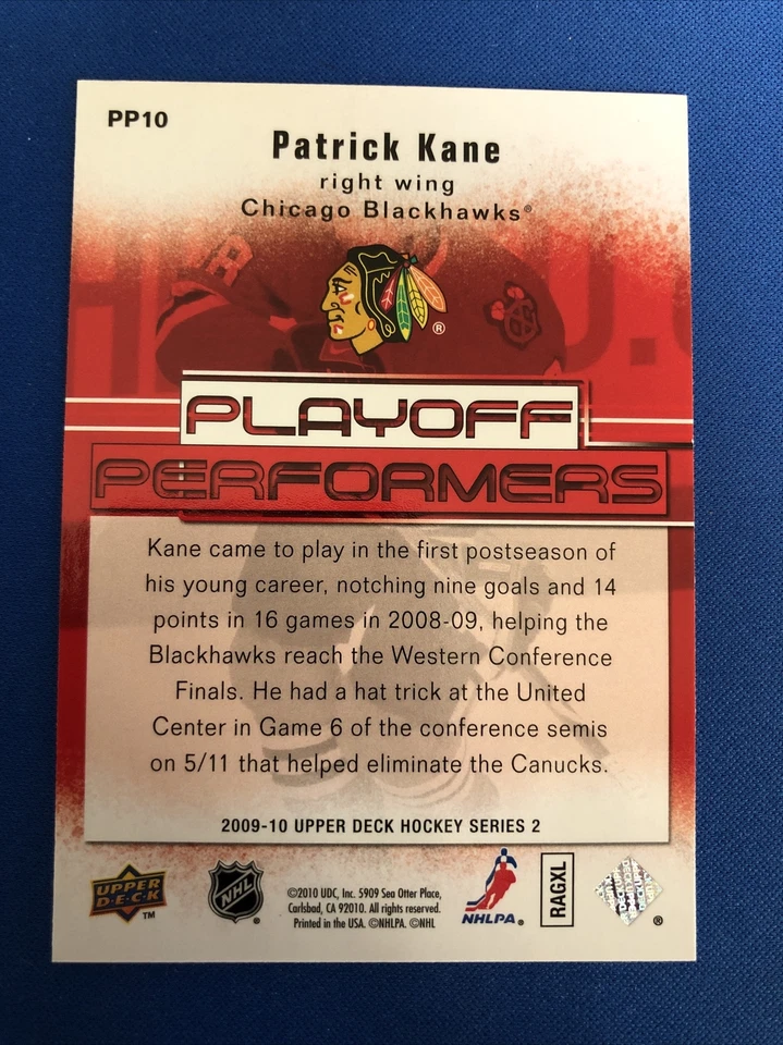 2009-10 Upper Deck Playoffs Performers Patrick Kane PP10 Chicago Blackhawks Foto 2 de 2