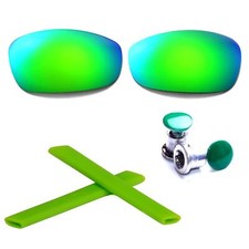 Walleva Emerald Polarized Lenses Earsocks Bolts For Oakley Split Jacket
