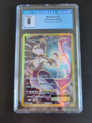 CGC 8 Near Mint Pokémon Mewtwo-EX Evolutions 103/108 Holo Full Art Ultra Rare
