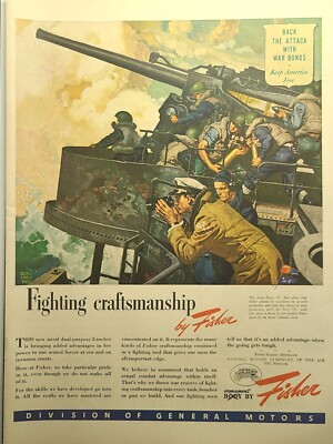 Fisher 5 In. Naval Gun Surface Engagement Dean Cornwell ArtVintage Print Ad 1943
