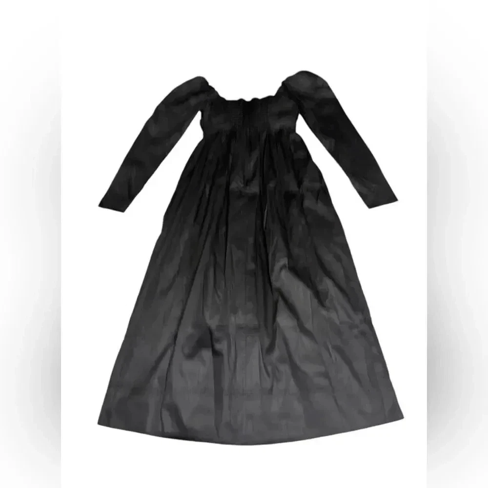 VALENTINO Abito midi donna nero Valentina fiocco spalle scoperte manica lunga nuovo con etichette AJE taglia 6