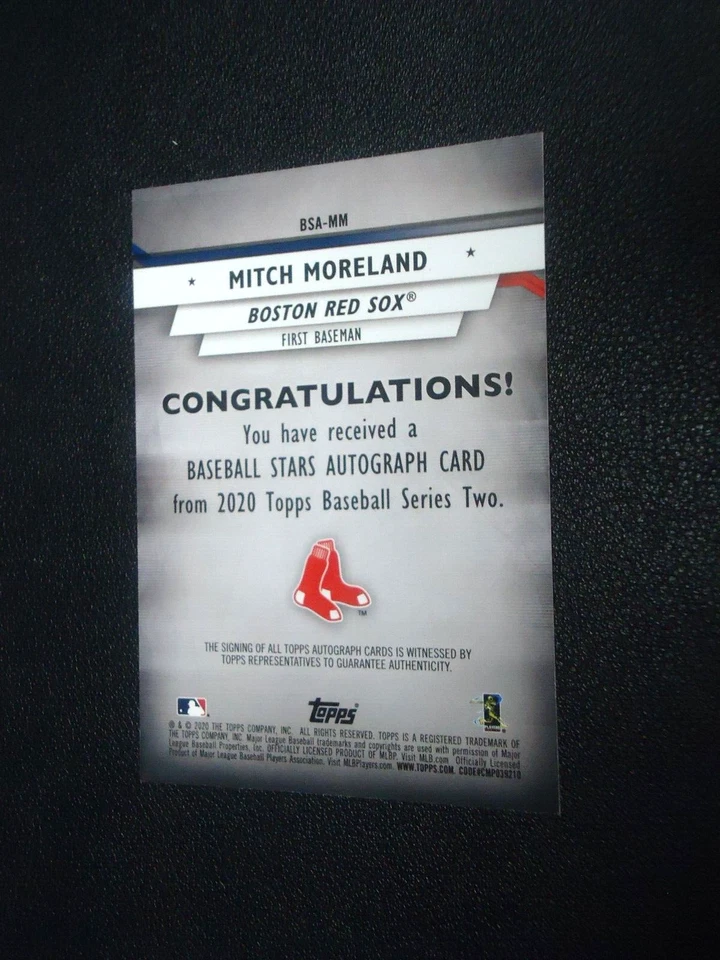 Mitch Moreland 2020 TOPPS BASEBALL STARS 105/199 Card #BSAMM - Image 2 of 2