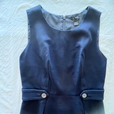 J.Crew Factory Women's Sheath Dress With Waist Tabs Pockets Size 0P 100%Cotton