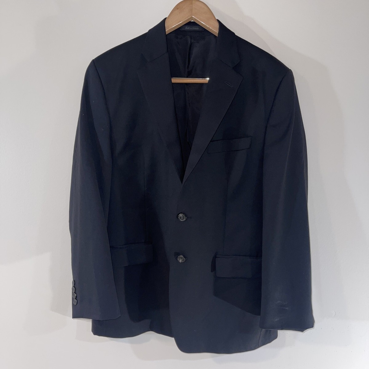Polo Ralph Lauren Mens Black 100% Wool 2 Button Front Blazer Sz