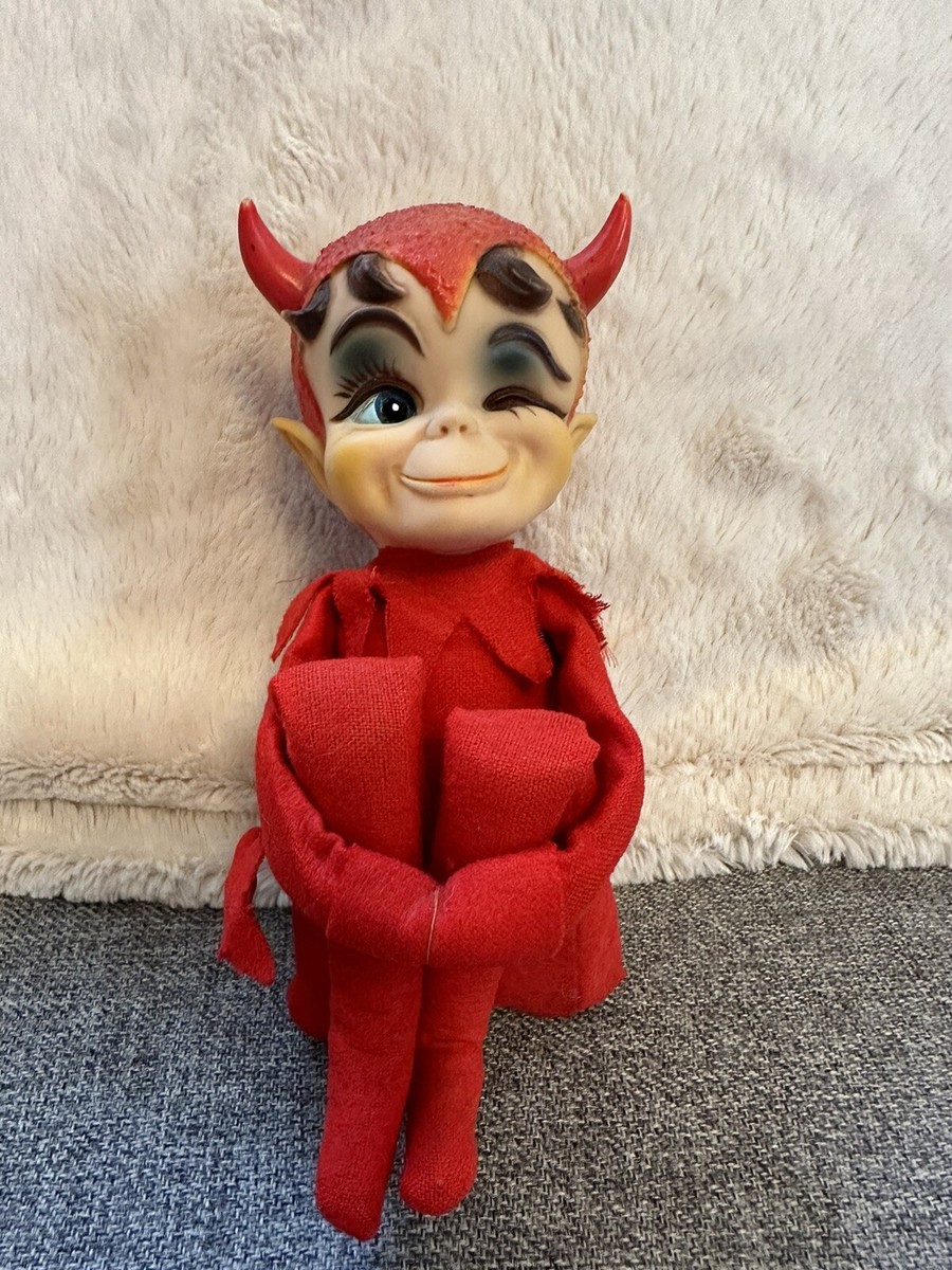 KAMAR Red Devil Christmas Knee Hugger Elf Ornament Japan Shelf