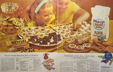 Nestlé's Chocolate Chips Pilsbury Flour Bars Cookies Kids Vintage Print Ad 1960