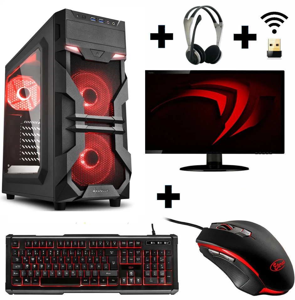 Gamer PC Komplett-Set Ryzen 4300G 4x 4,0 Ghz Vega 8 1TB 16GB Gaming Win11 & SSD