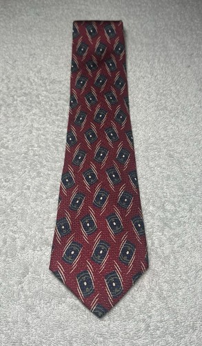 Chaps Ralph Lauren Neckwear Men’s Silk Tie Red Abstract Geometric 3.5” in - Picture 7 of 16